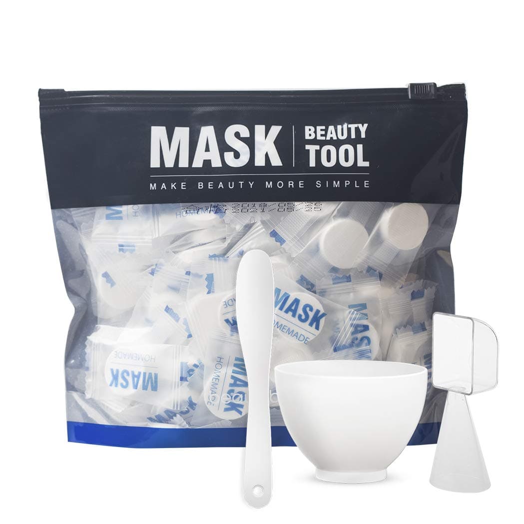 BLD Compressed Mask Disposable Paper Sheet Mask for DIY Wrapped Masks 100pcs + Silicon Mask Bowl Set