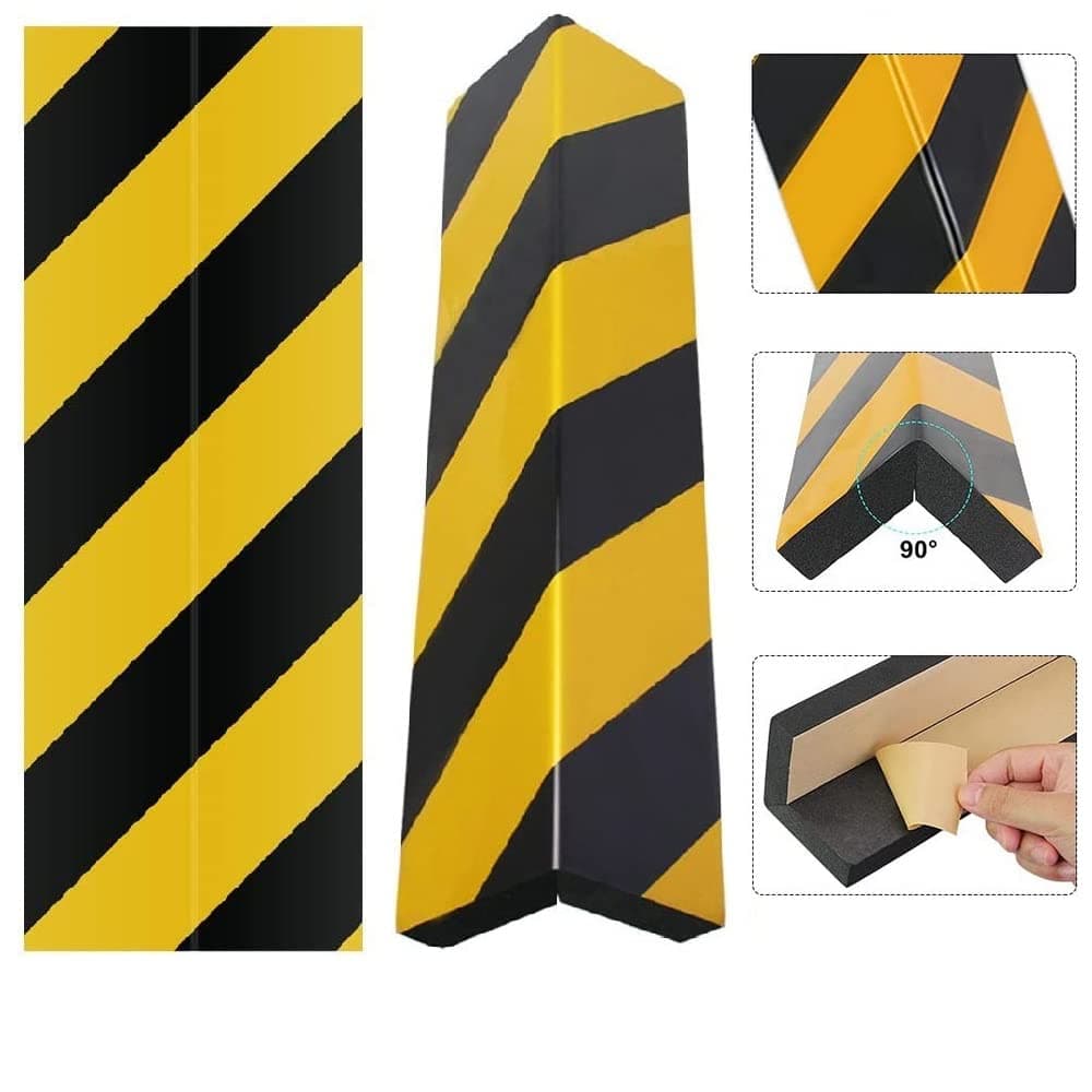 BUZIFU 2 Pack Car Parking Protector Garage Wall Protector Foam Black and Yellow Stripes Warning Corner Protectors Bumper Protectors Anti-scratch Rubber Protector Protect Your Car (Corner Guards)