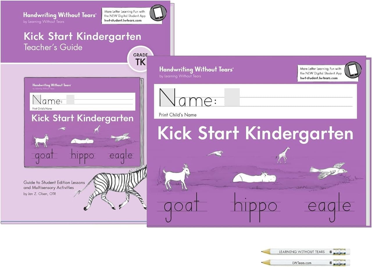 Handwriting Without Tears Kick Start Kindergarten Printing Bundle,Age 5+, Kindergarten+,Handwriting Without Tears,Student & Teacher Workbooks,School & Home,Language Arts,Tutoring,Tiny Pencils Included