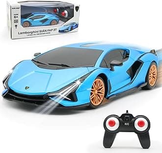 QUN XINGRemote Control Car 1:24 Officially Licensed 2.4GHZ Rc Cars Lambo Sport Racing Toy Car for kids Boys 4-7 years blue