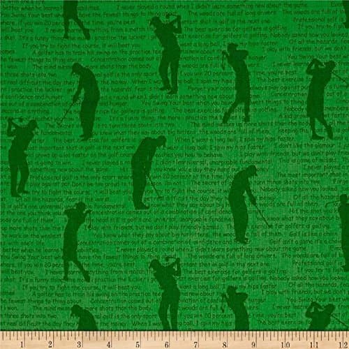 1/2 Yard -"Golf Isn't a Game, It's a Choice!" Golfers on Green Fabric (Great for Quilting, Sewing, Craft Projects, Throw Pillows & More) 1/2 Yard x 44"