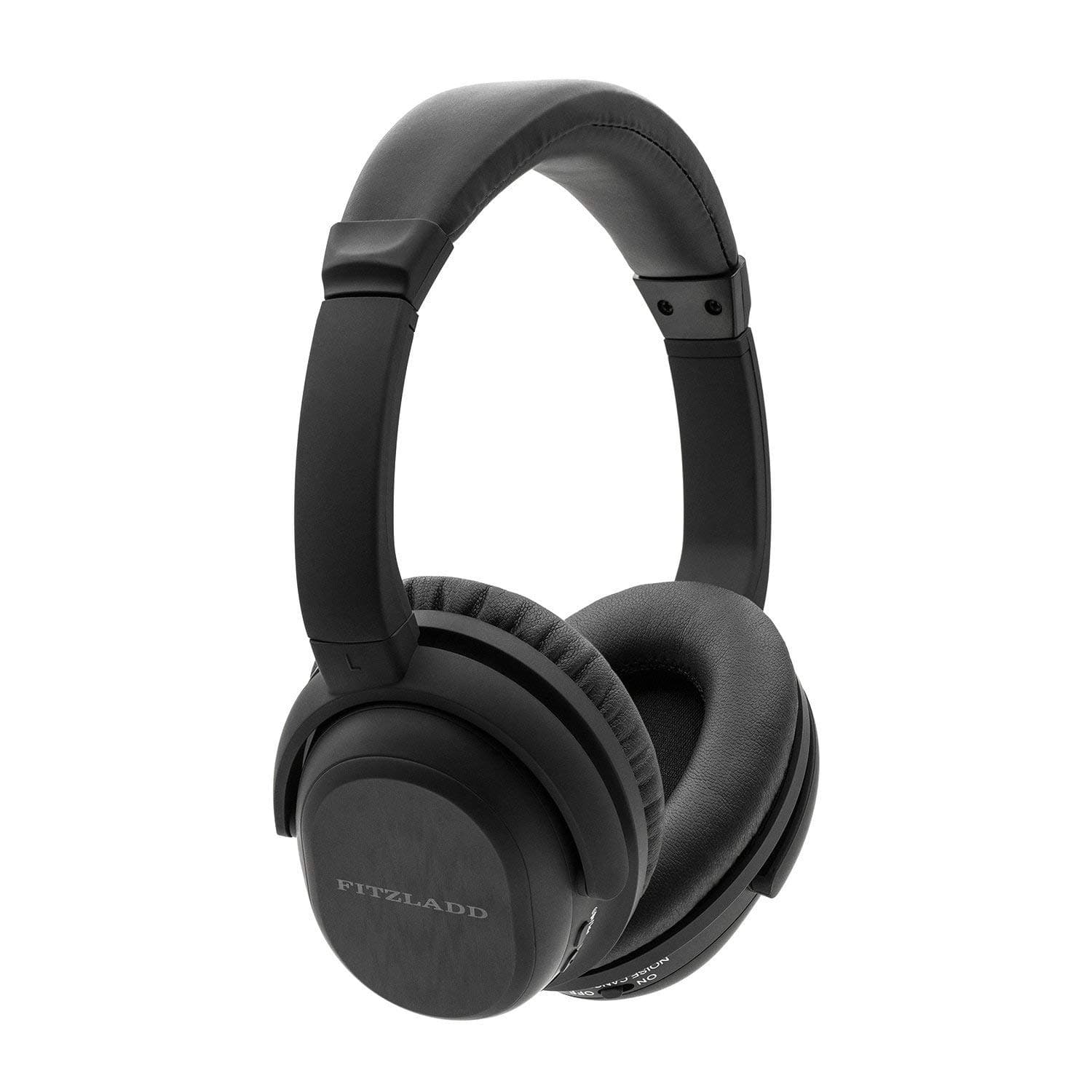 Bluetooth Wireless Active Noise Cancelling Headphones, Fitzladd Wireless Remote Control Over-Ear Headsets with Built-in Microphone (Black)