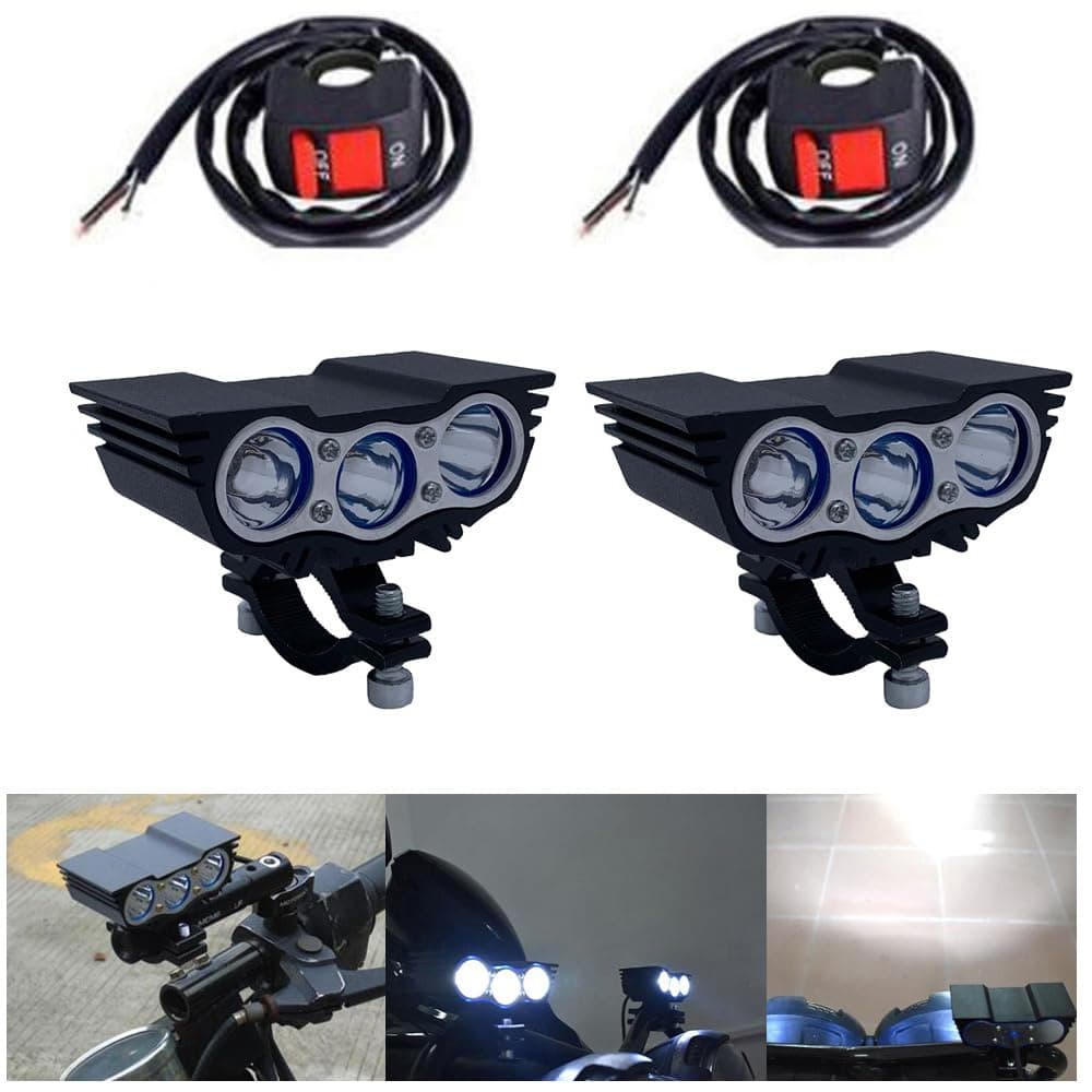 2pcs Owl Style Super Bright 30W LED Light Handlebar Auxiliary Motorcycle Headlight Work Driving Fog Spot Lamp, Universal for Car Offroad ATV Truck Electric Vehicle Bike