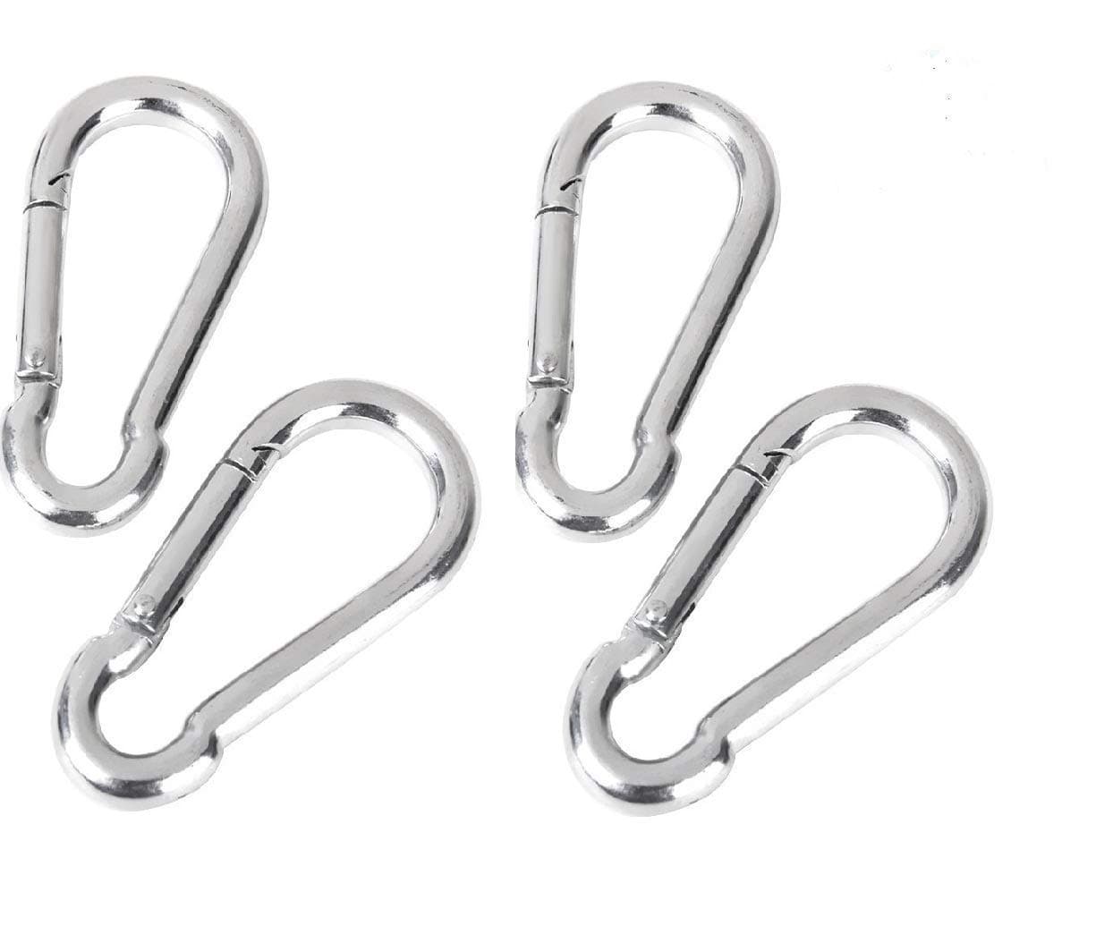 Drona Sturdy Aluminum Carabiners Clip D Shape Locking snap Hook Spring Buckle Snap Lock Hook Ring, Locking Snap Clip Also Used for DIY Items Pack of 4