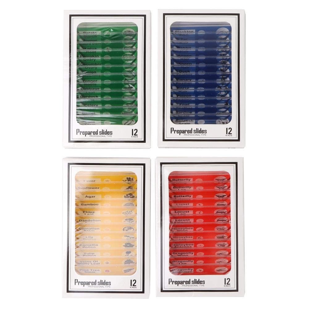 48pcs 4Colors Microbiological Bacterial Specimens Biology Microscope Slices Lab Specimen