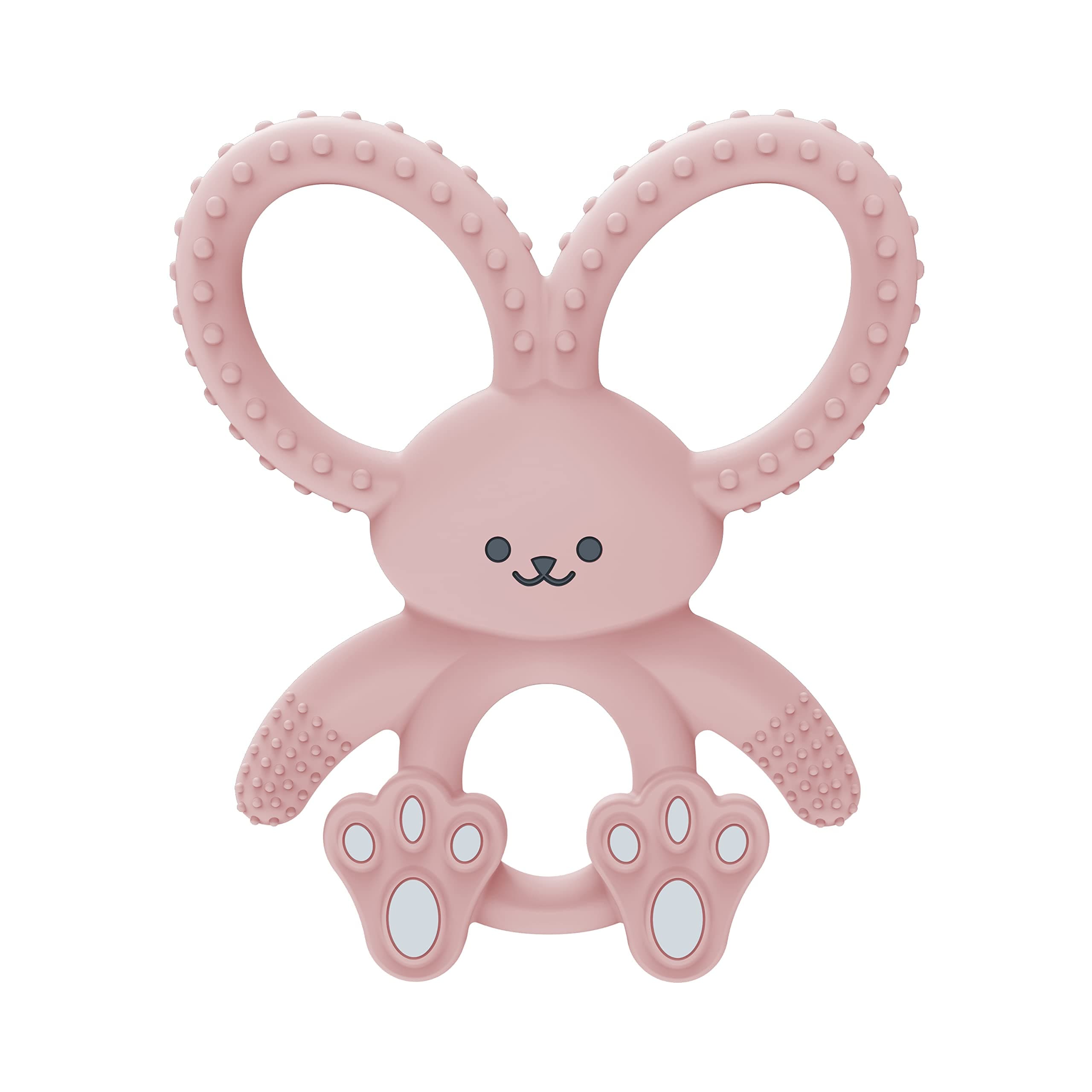 Flexees Teether, Pink Bunny, Soft 100% Silicone Baby Teether, BPA Free, 3m+, 1 Pack