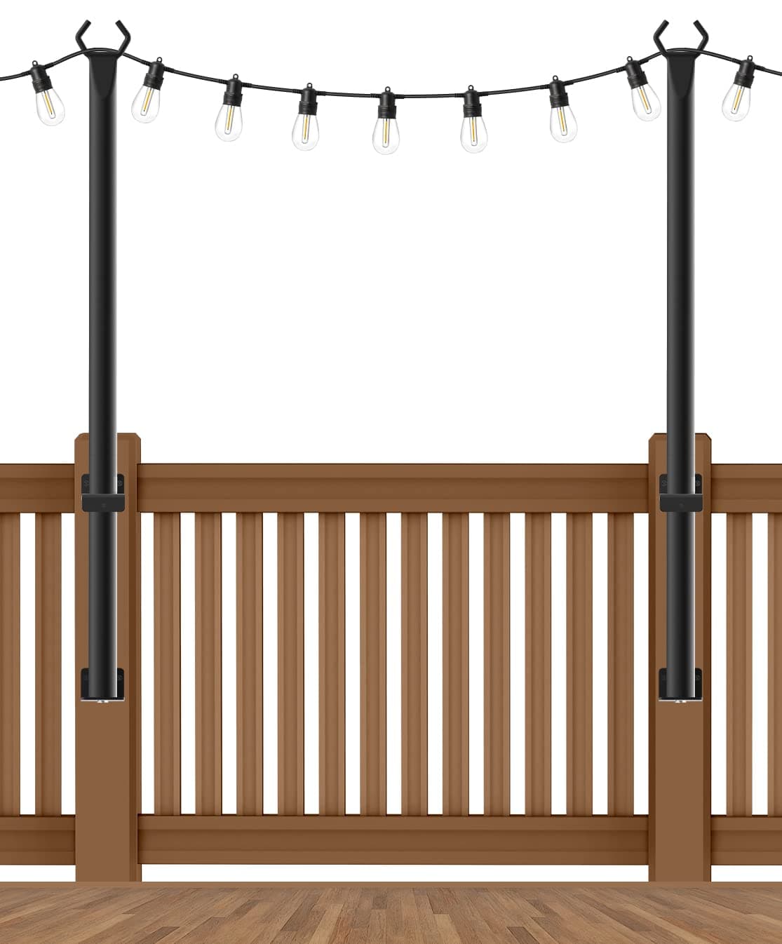 2 Pack 5Ft String Light Poles,Outside String Lights,Outdoor Light Poles,Metal Poles Stand for Patio,Backyard,Deck