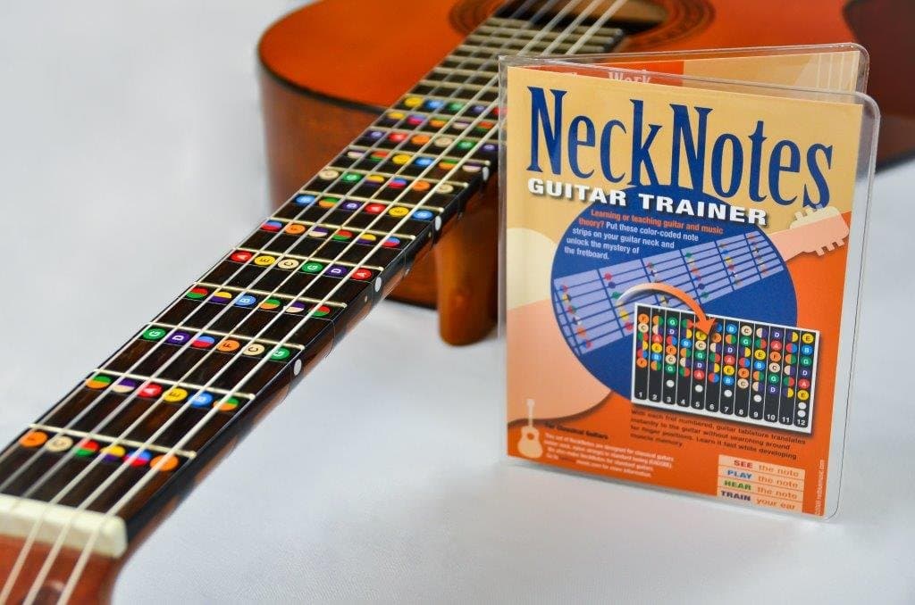 NeckNotes Guitar Trainer | Color Coded Fretboard Fret Map Note Stickers for Beginner/Learning Guitar | Classical Edition