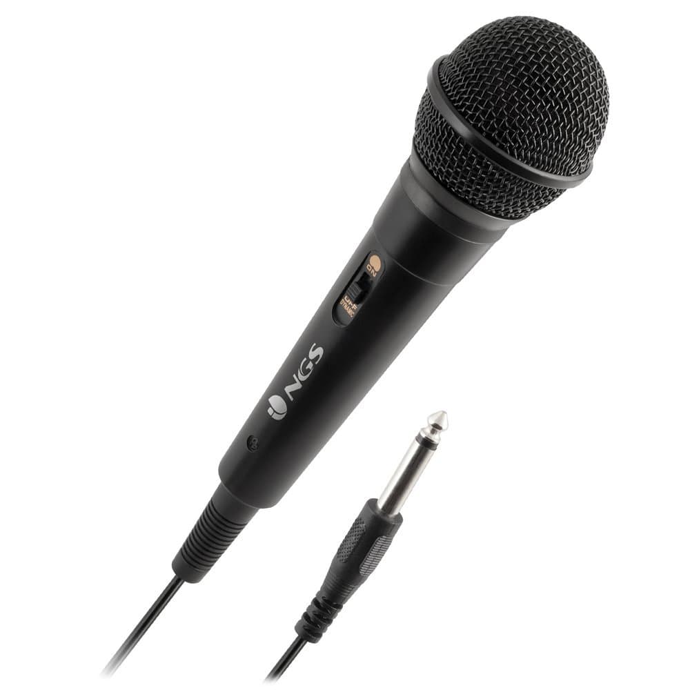 NGSSinger FIRE - Dynamique Voice Microfone, Wired Microphone with 3-Meter-Long Wire, 6,3mm Jack Connexion and On/Off Button (Package May Vary)