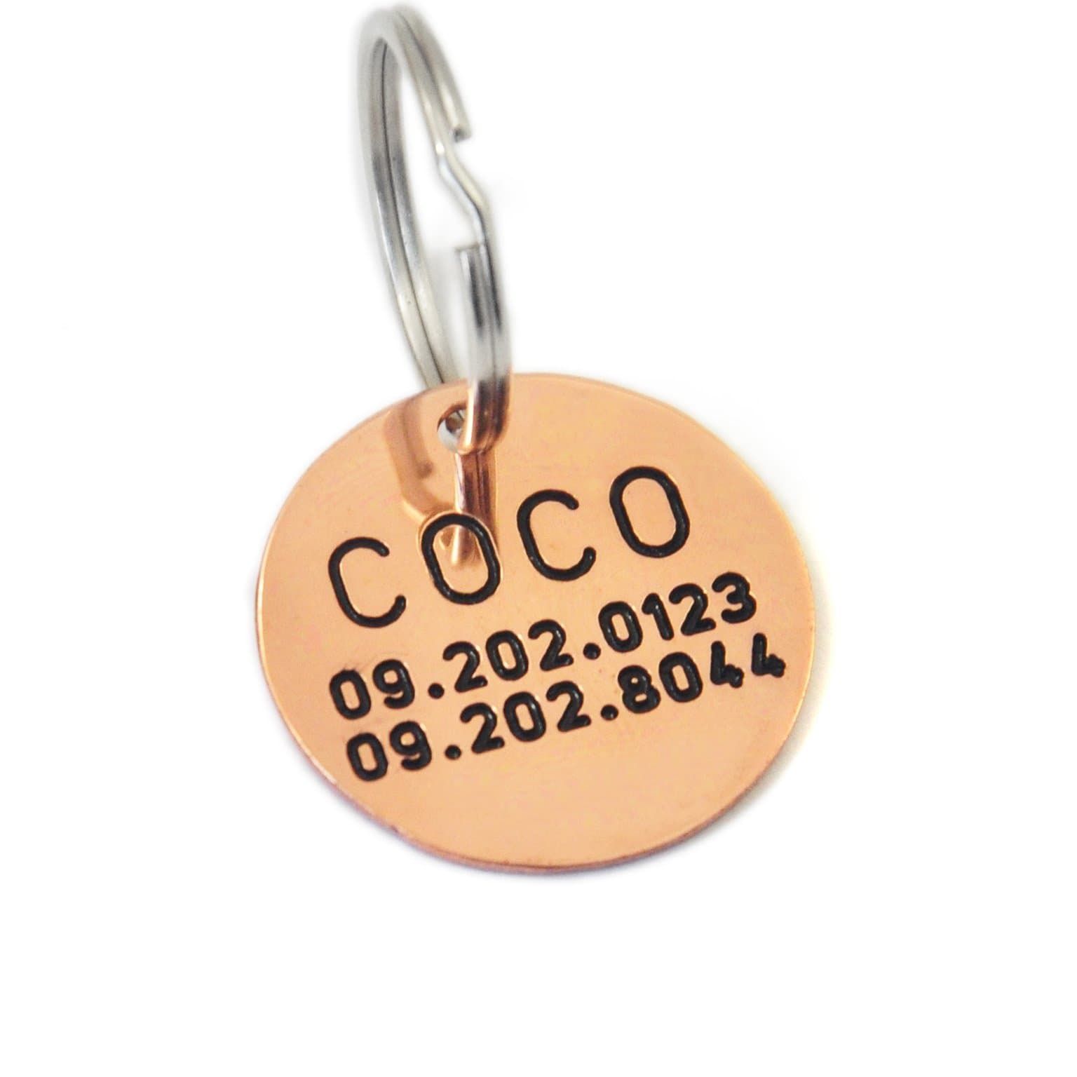 Personalized Dog Tag, Custom Dog Tag, Customized Pet Id Tag, Dog ID Tag, Name & Phone Number (Rose Gold)
