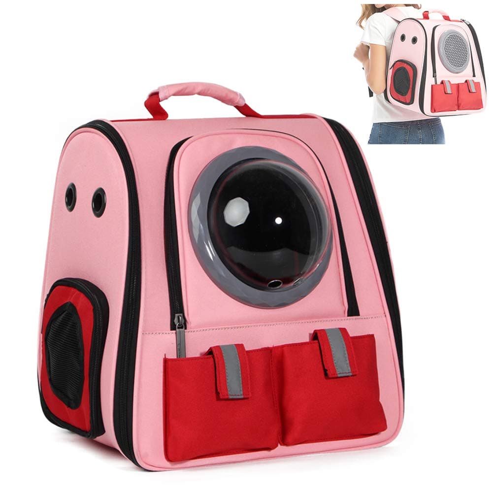 Large Cat Carrier Backpack, Pet Backpack Carrier for Small Dog, Backpack for Fat Cat Traveling Hiking, Airline Approved (Pink)