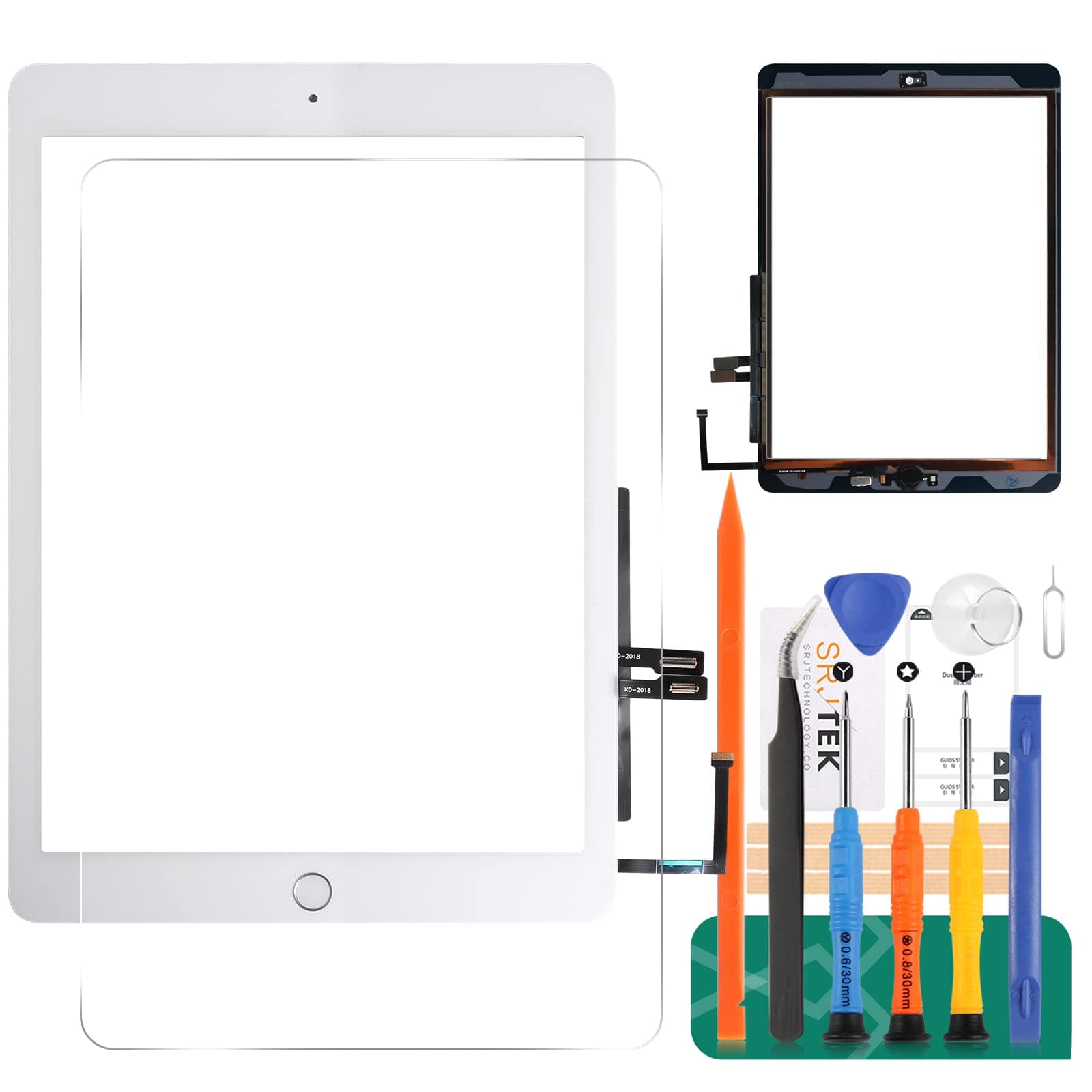 – For IPad 9.7 2018 A1893 A1954 Touch Screen Digitizer Glass Replacement,For iPad 2018 A1893 A1954 Touch Display Panel Repair Parts Kit,with Tempered Glass+Tools+Home Button(Not include LCD) (White)