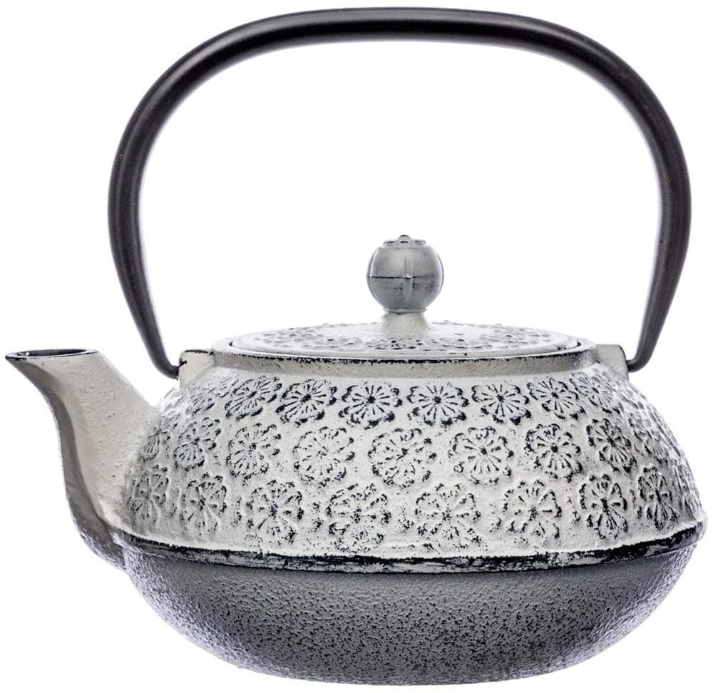 Cast iron teapot with removable filter- Capacity: 1L- Colour distressed WHITE