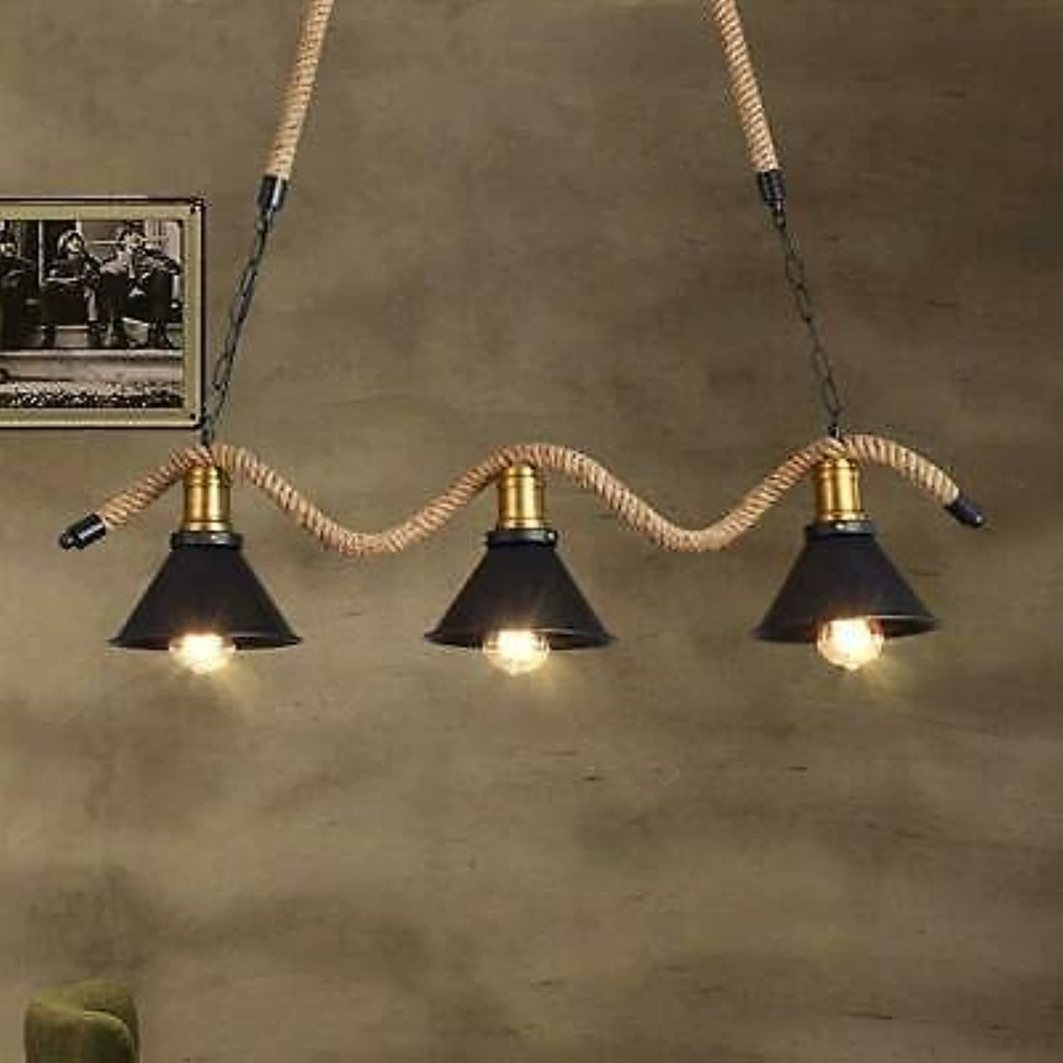 Rope Iron 3-Lights Chandelier Pendant Ceiling Light (E27 Max)