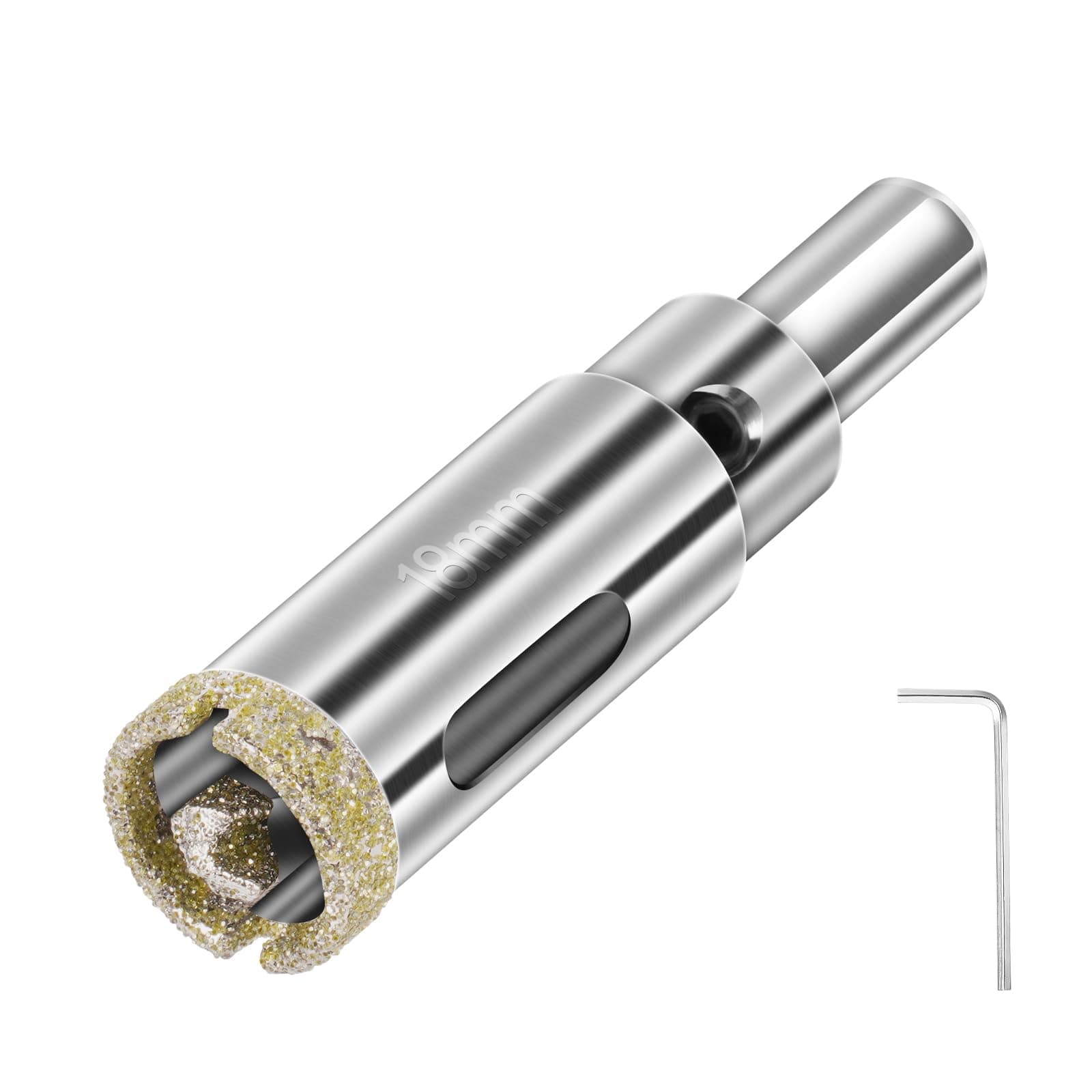 flintronic Diamond Drill Bit, 18mm Drill with Center Guide Bit, Glass Hole Saw Core Drill Bit with Diamond Surface Coating, for Glass/Tile/Ceramic/Marble/Limestone/Fiberglass/Porcelain Cutting
