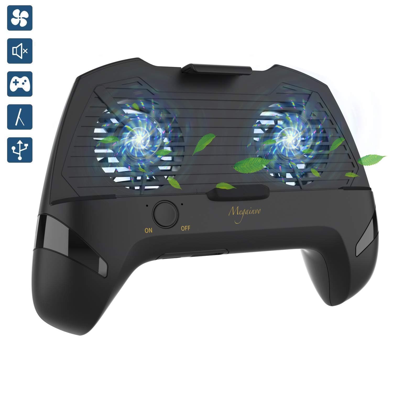 Mobile Game Controller Radiator Phone Cooling Pad Gaming Grip Handle Charger Compatible with iPhone Samsung(Black)