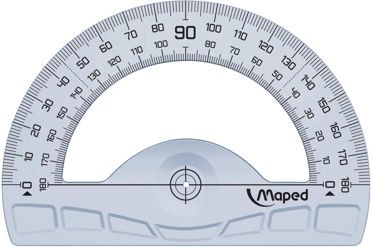 Maped 242180 Protractor - protractors (Half-Circle, Blue, Translucent, Plastic, Hanging Bag)