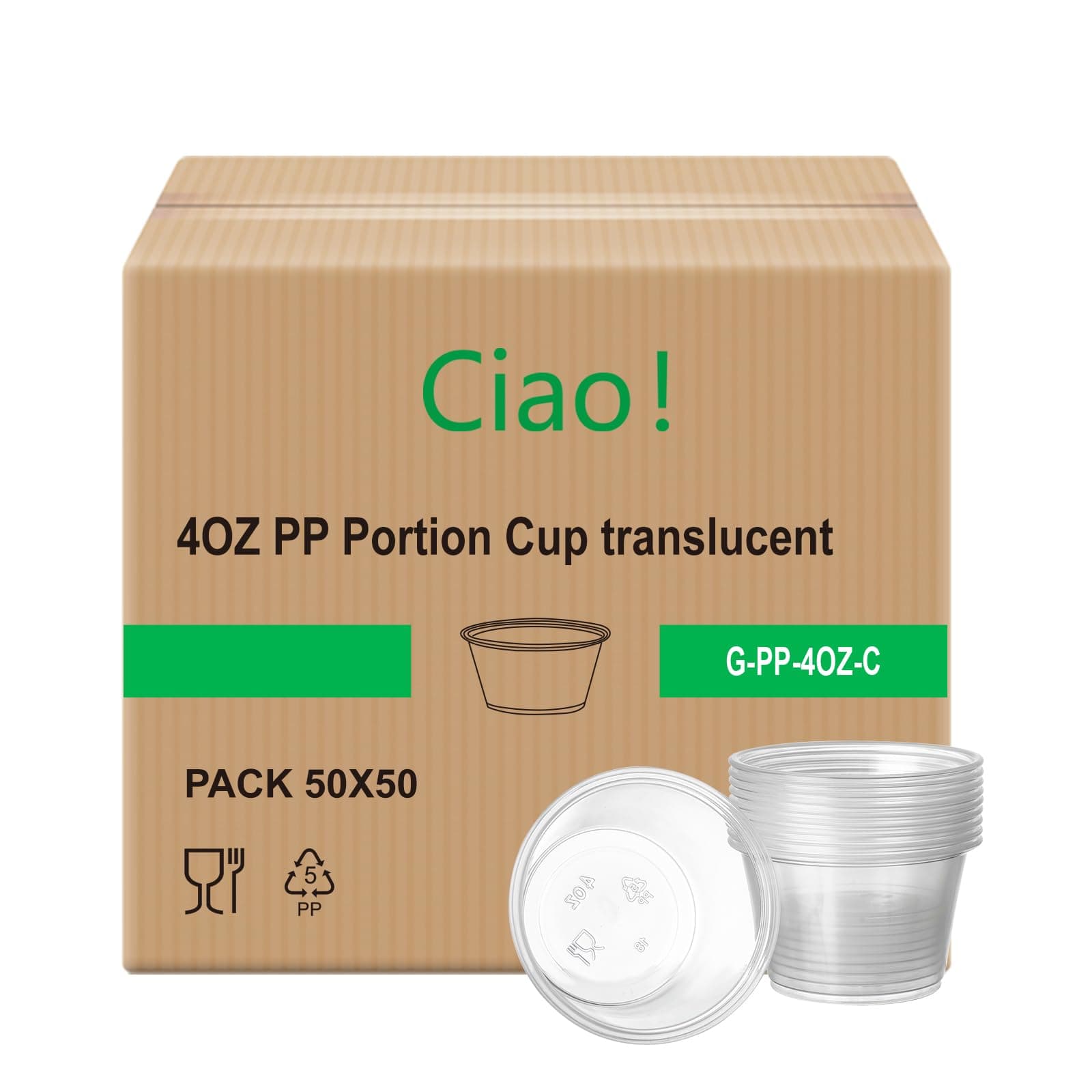 CIAO! 4OZ PP Clear Portion Cup, Lids Sold Separately (Case of 2,500)