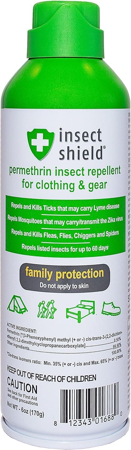 Insect Shield Premium Permethrin Spray - Tick, Flea, Fly, Mosquito, Chigger, Spider & Bed Bug Repellent for Clothing, Gear, Furniture, & Tents, Last up to 60 Days, Clear, 6 Oz Aerosol