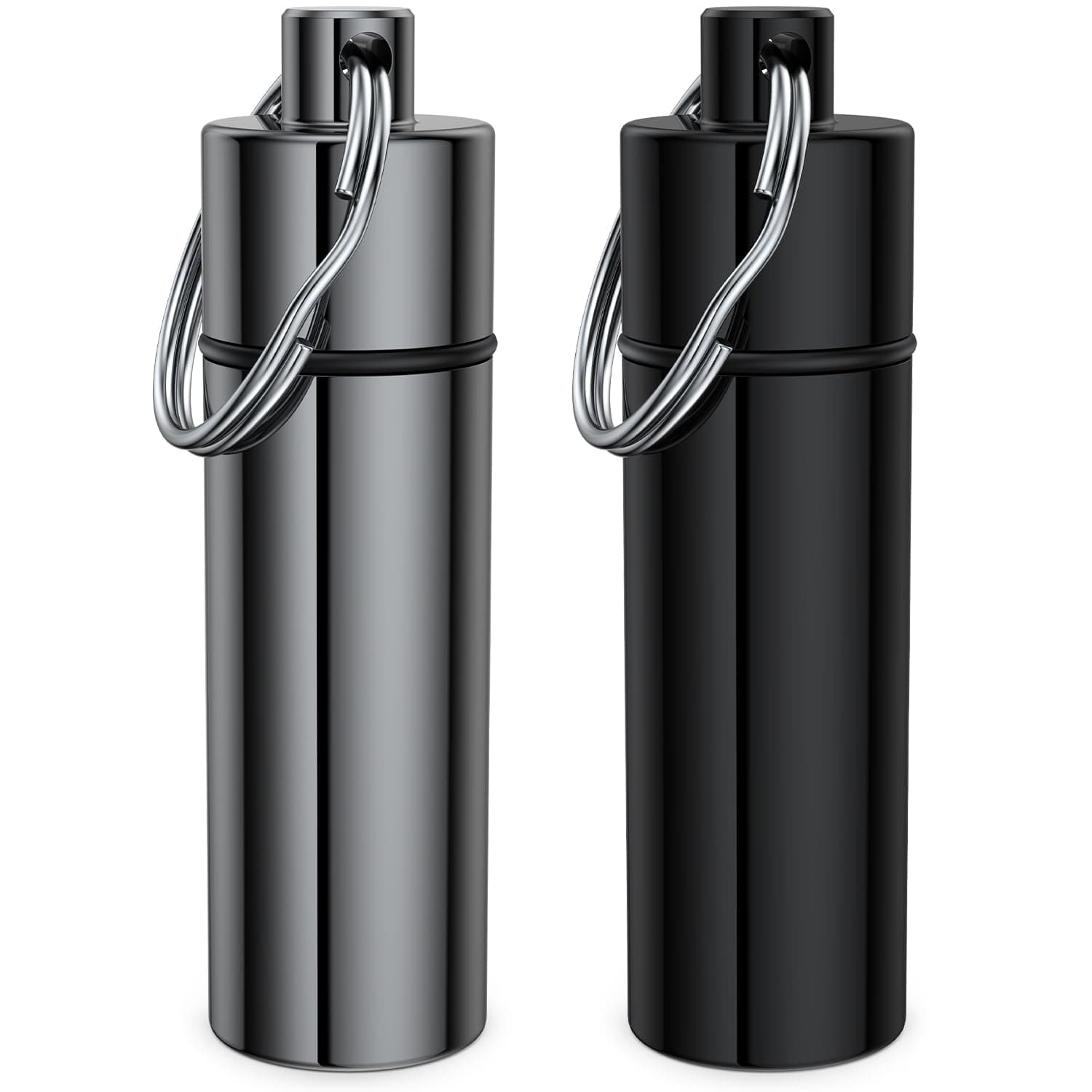 Small Pill Box,(2 Pack) Keychain Pill Holder Portable Mini Travel Pill Container Metal Case Bottle with Keyring