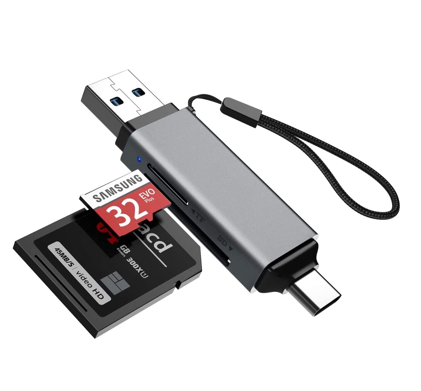 InVaFoCo USB 3.0 and USB C OTG Card Reader 2-in-1 SD/Micro SD Memory Card Reader for SD/Micro SD/UHS-I/SDXC/SDHC/Micro SDXC/Micro SDHC/MMC Cards