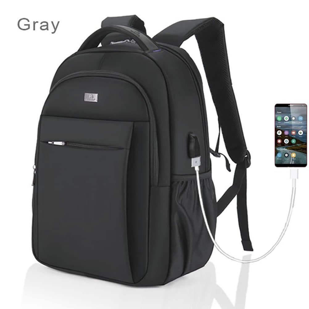 Laptop Backpack, Shuaibo Ergonomic Design Polyester Waterproof Backpacks USB Charging Port and Lock Fits Under 17 inch Laptop and Notebook for Students, Outdoor Travel, Business (Gray)…
