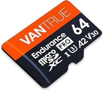 Vantrue 64GB microSD Card with Adapter, U3 UHS-I High Speed SD Card for Dash Cams & Home Security System Video Cameras