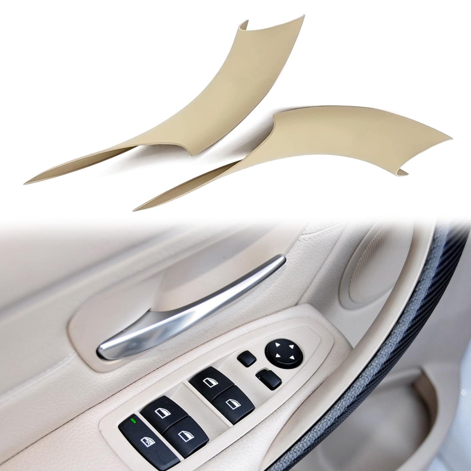 KEVWR 2PCS Door Handle Covers Left Front and Right Front Compatible with BMW 320, 328, 330, 335, M3 2012-2018 & BMW 428, 435, M4 2014-2017(Beige)