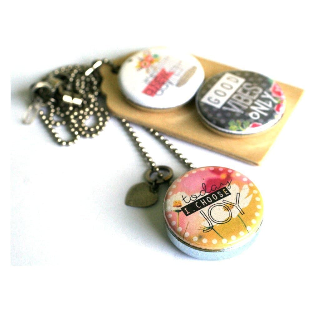 Choose JOY Aromatherapy Diffuser Necklace with 3 Magnetic, Interchangeable Lids - 3 Lockets in 1 - Custom Length and Initial - FREE Scent