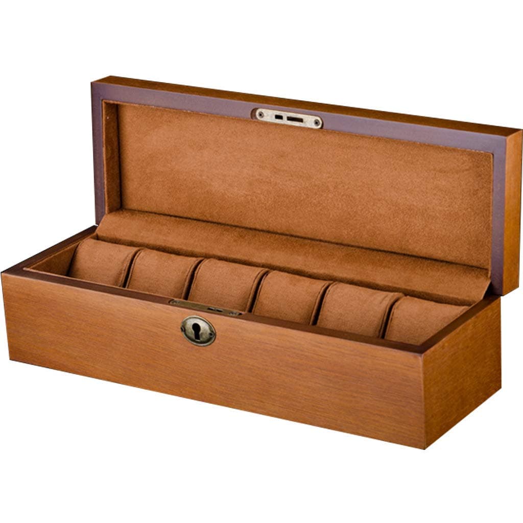 Exquisite and beautiful workmanship, perfect, eleg Solid Wood Watch Box Organizer 6-Slot Case Display Storage Box Jewellery Trinket Box Gift for Men Creative Simple Retro