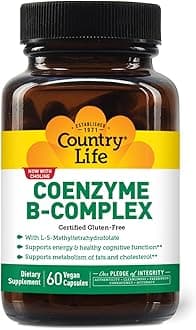 Country Life Coenzyme B-Complex, 60 Capsules – Supports Energy & Metabolism, Mood & Cognitive Function – Vegan, Gluten-Free, Bioavailable B Vitamins with Choline