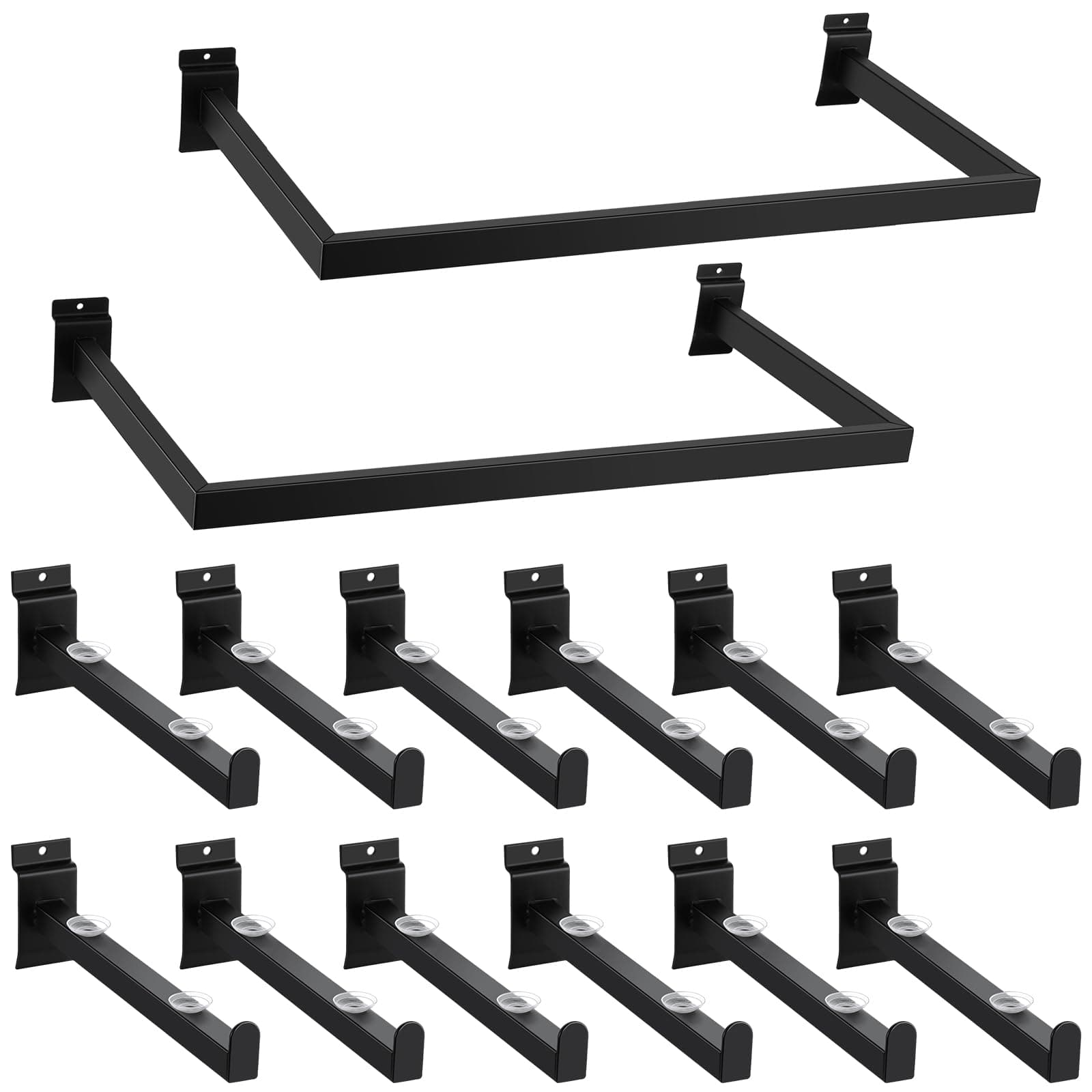 Soaoo 14 Pcs Slatwall Panel Hooks U Shaped Handrail for Slat Wall Square Tubing Slat Wall Hooks Slatwall Shelf Slat Wall Accessories Garage for Clothing Rack Home Garage Shop Retail Display