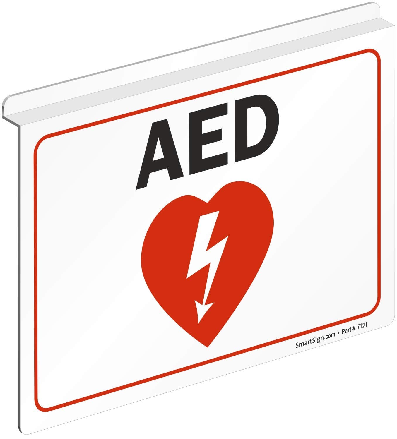 SmartSign "AED" 2 - Sided Drop Ceiling Z Sign | 10" x 7" Aluminum, Made in USA