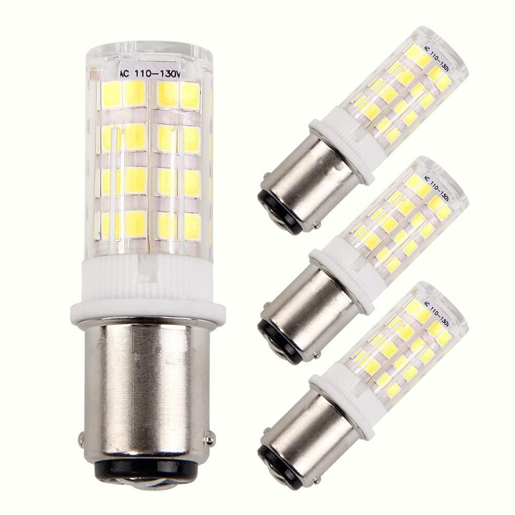 BA15D Double Bayonet Sewing Machine LED Light Bulb 5 Watt Daylight White 6000K Non-dimmable AC110V-130V (Pack of 4)