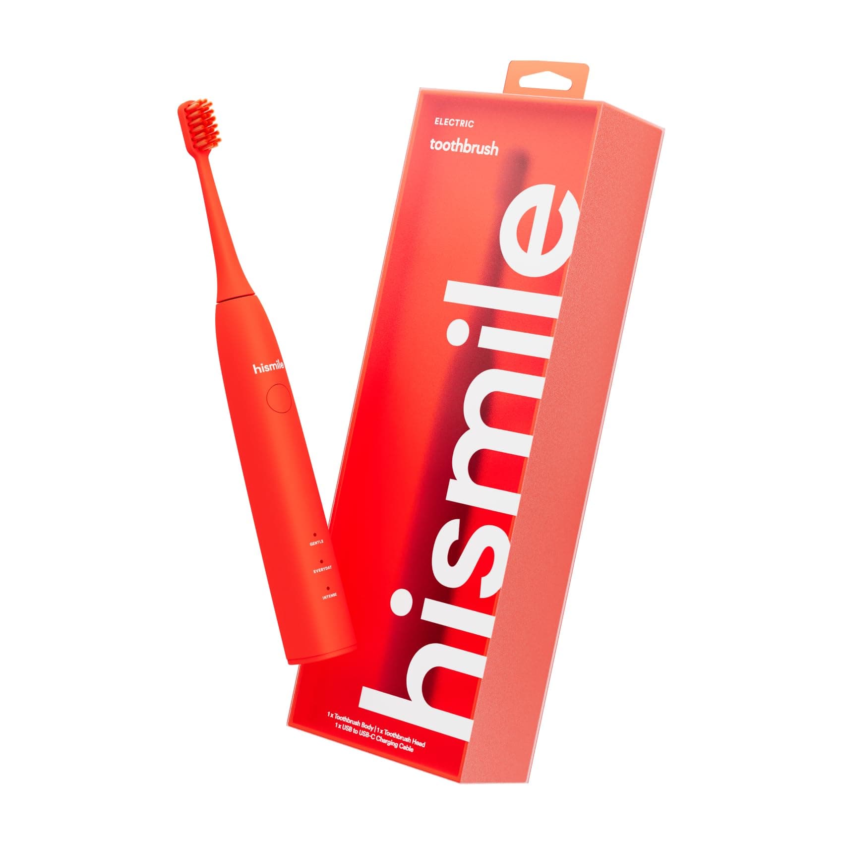 HISMILE Electric Toothbrush, 3 Brushing Modes, Smart Timer, Rechargeable, Soft-Tapered Bristles, Mode Memory (Bright Red)