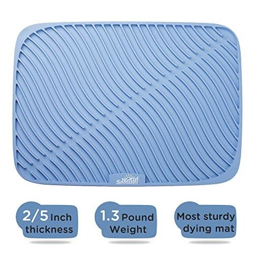Samuelworld Large Size Dish Drying Mat Silicone Counter Mat High Ridges for Better Aeration, 0.4 Inch Thickness