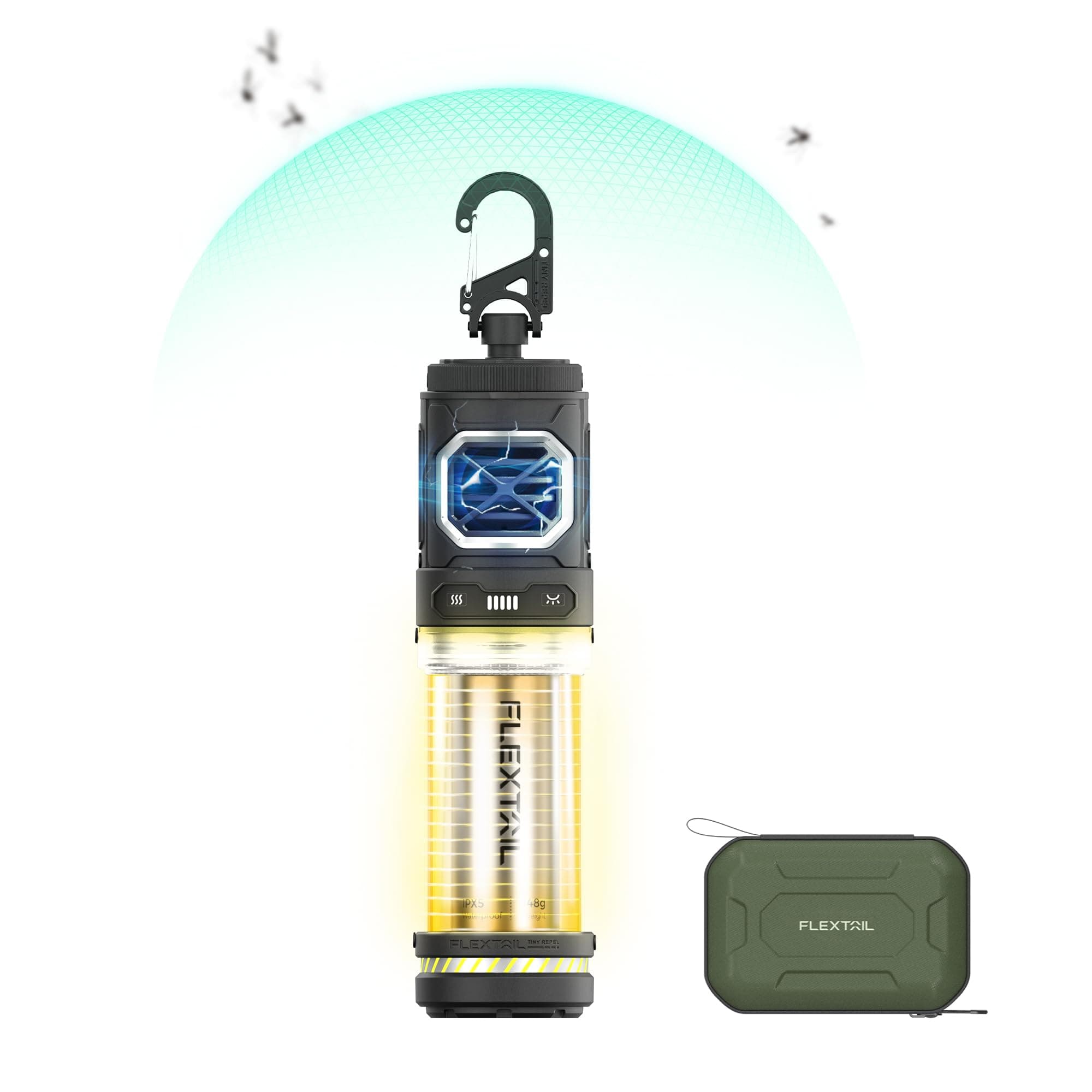 Rechargeable Tiny Mosquito Repeller 329°F Heating 30ft Protection Zone Ultra Mini with Camping Light Magnetic Design for Outdoor Camping Backpacking Patios(Repellent Pads Not Included)- Black