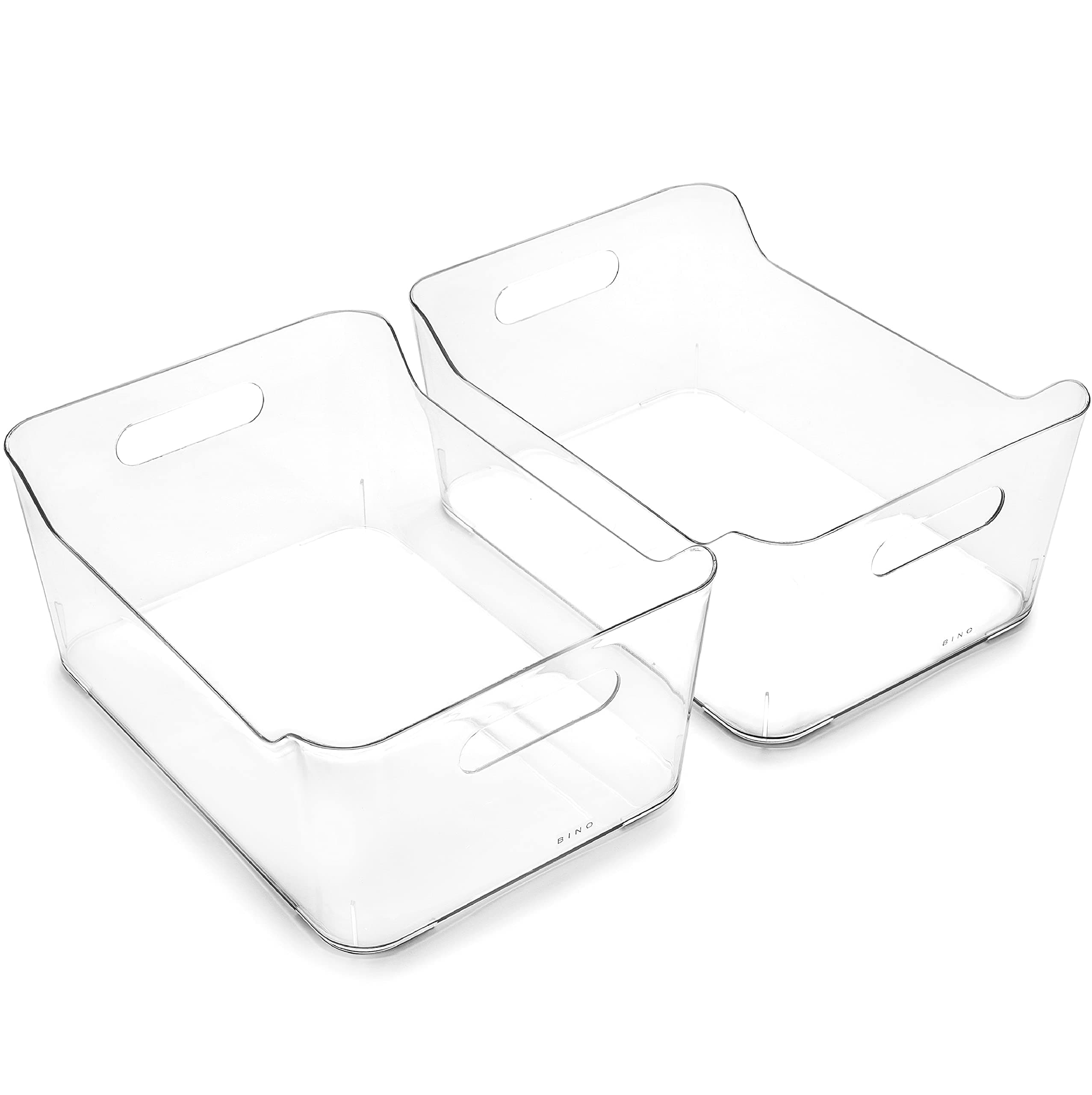 BINO | Plastic Organizer Bins, Large - 2 Pack, Clear | The SOHO Collection | Multi-Use Organizer Bins | Pantry Organizer & Freezer Organizer | Plastic Storage Container | Bins for Home & Kitchen Org