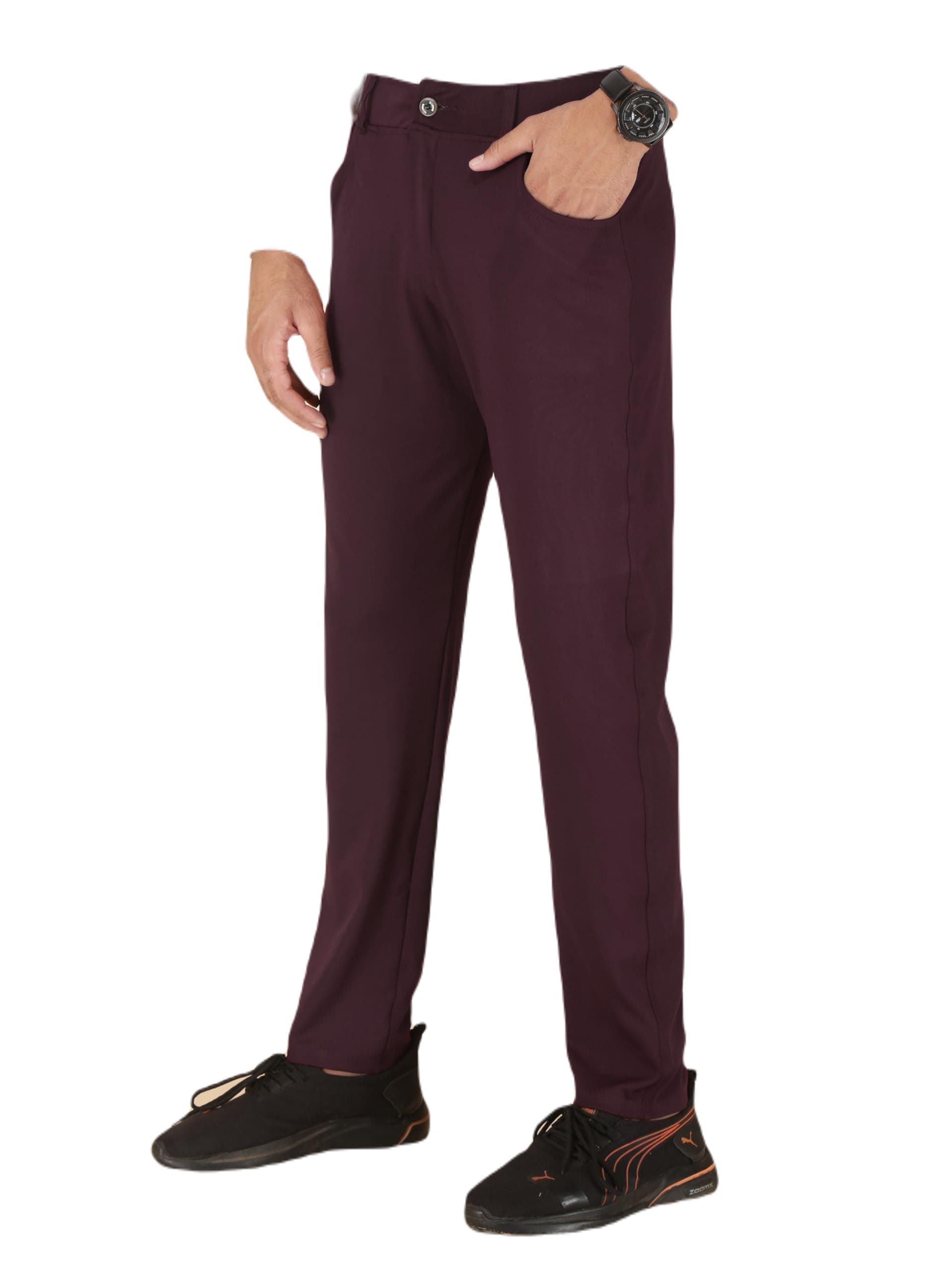 Xenor Lycra Blend Solid Slim Fit Formal Trouser for Men