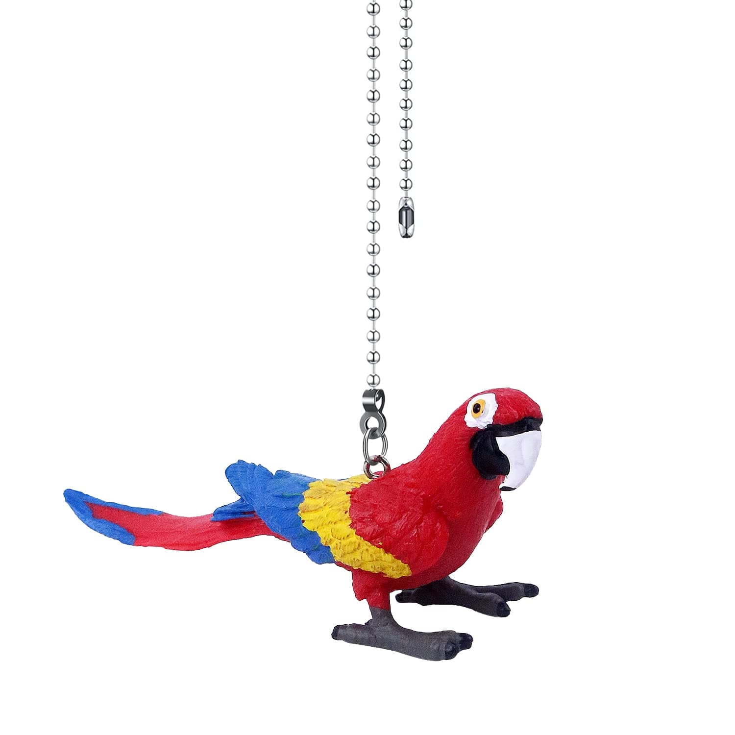 Parrot Ceiling Fan Pull Chain,12in Vivid Bird Fan String Pulls Charm Extension Decorative,3mm Diameter Beaded Fan Light Pull Chains Extender Ornaments with Connector for Kids Room