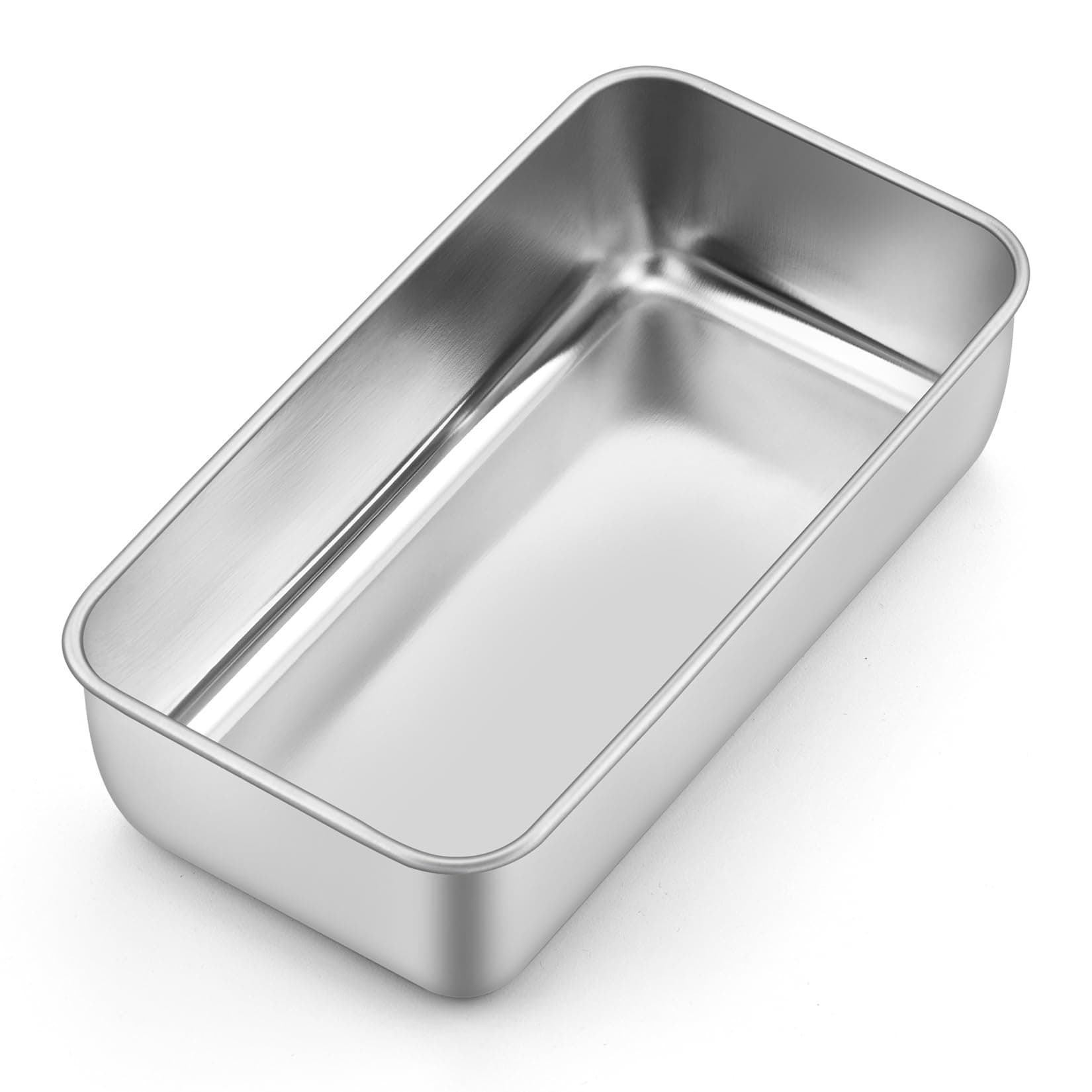 P&P CHEF Loaf Pan Set, 9 x 5 Inch Bread Pans, Stainless Steel Loaf Toast Baking Pans For Bread Meatloaf Lasagna Cake, Healthy & Non Toxic, Oven & Dishwasher Safe,(Silver, 1Pc)