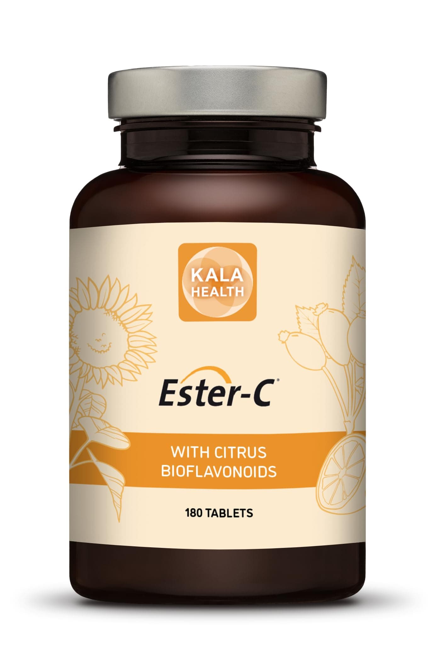 Kala Health - Ester-C Tablets 1000 mg per Tablet high-dose Calcium ascorbate with Vitamin C metabolites and 100 mg Citrus bioflavonoids - contributes to The Immune System (180)