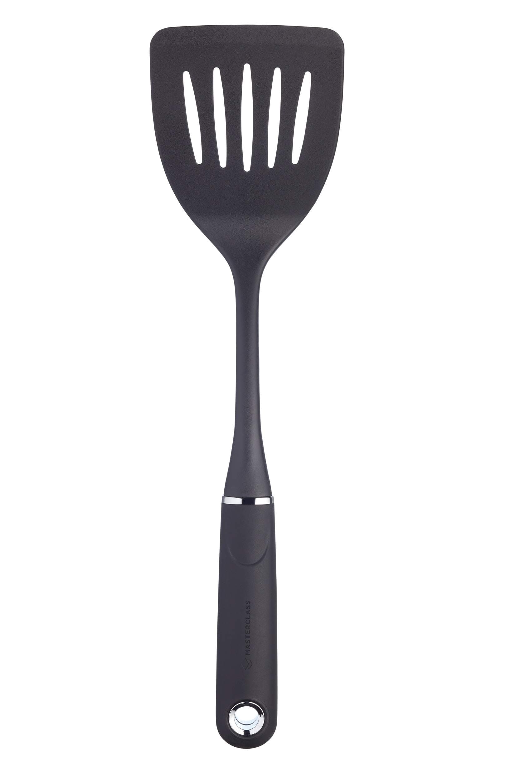 KITCHENCRAFT MasterClass Soft-Grip Nylon Slotted Turner, Carded Black 35.5 cm MCSGNWNT