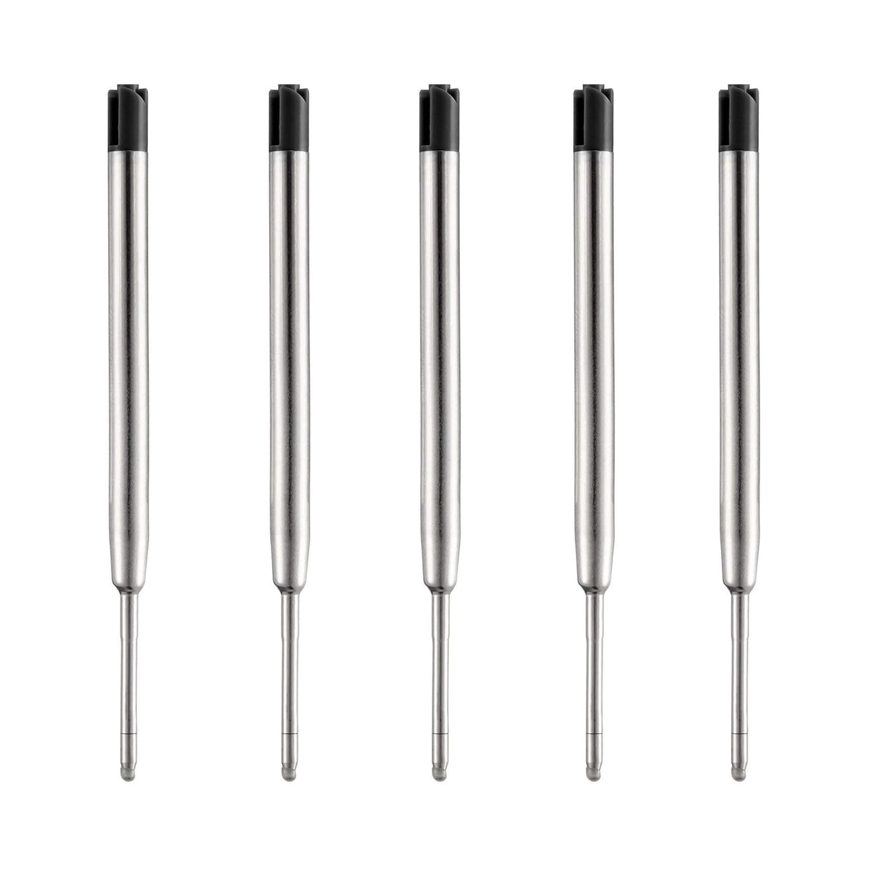 - DunBong Pen Refills, Black Ink Refill Pack of 5, Replaceable Ballpoint Pen Refills, Medium Point Metal Refill (Black)