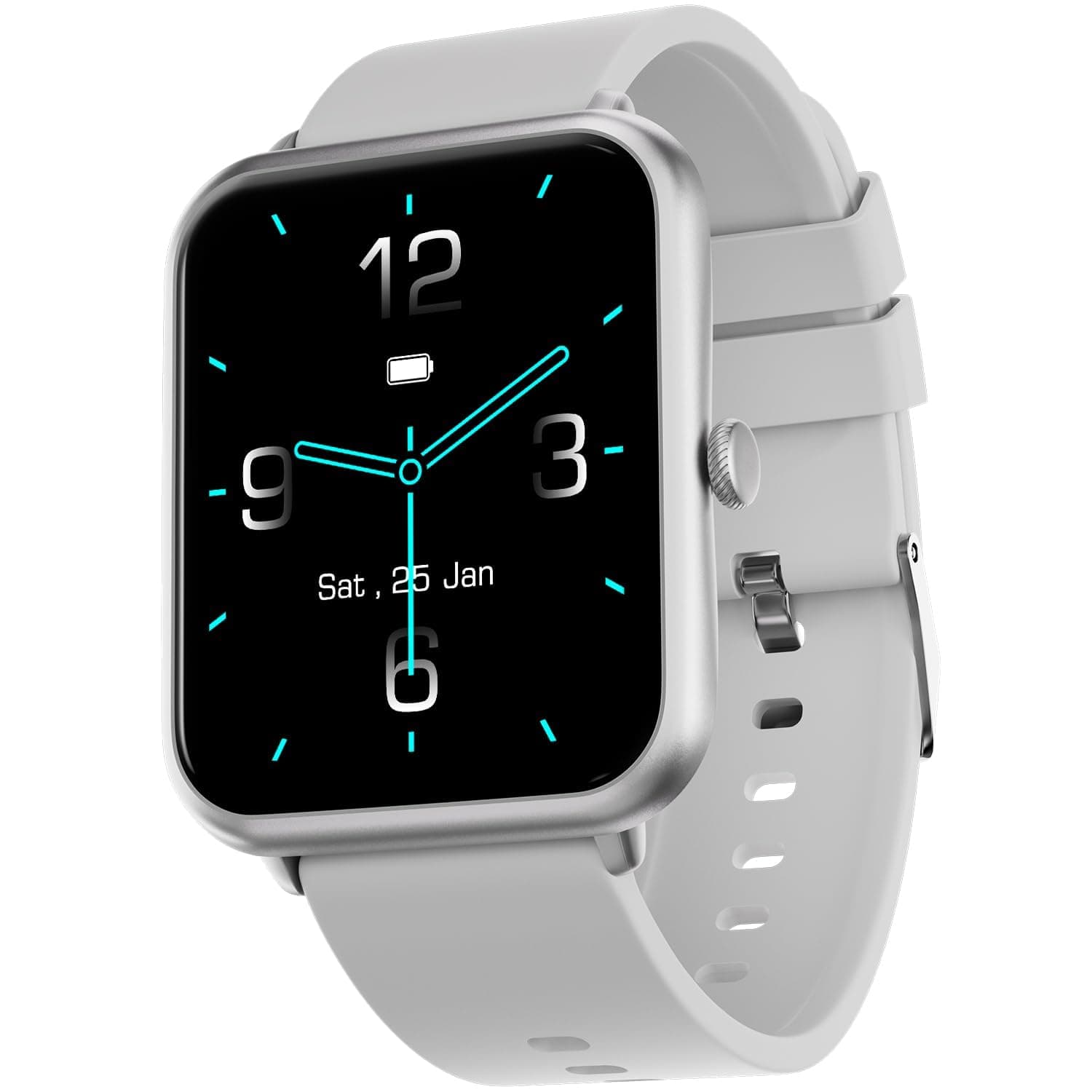 Ring Bluetooth Calling Smartwatch With Spo2 & 1.7” Metal Body With Blood Oxygen Monitoring, Continuous Heart Rate, Full Touch & Multiple Watch Faces (Grey), M (Bsw005)