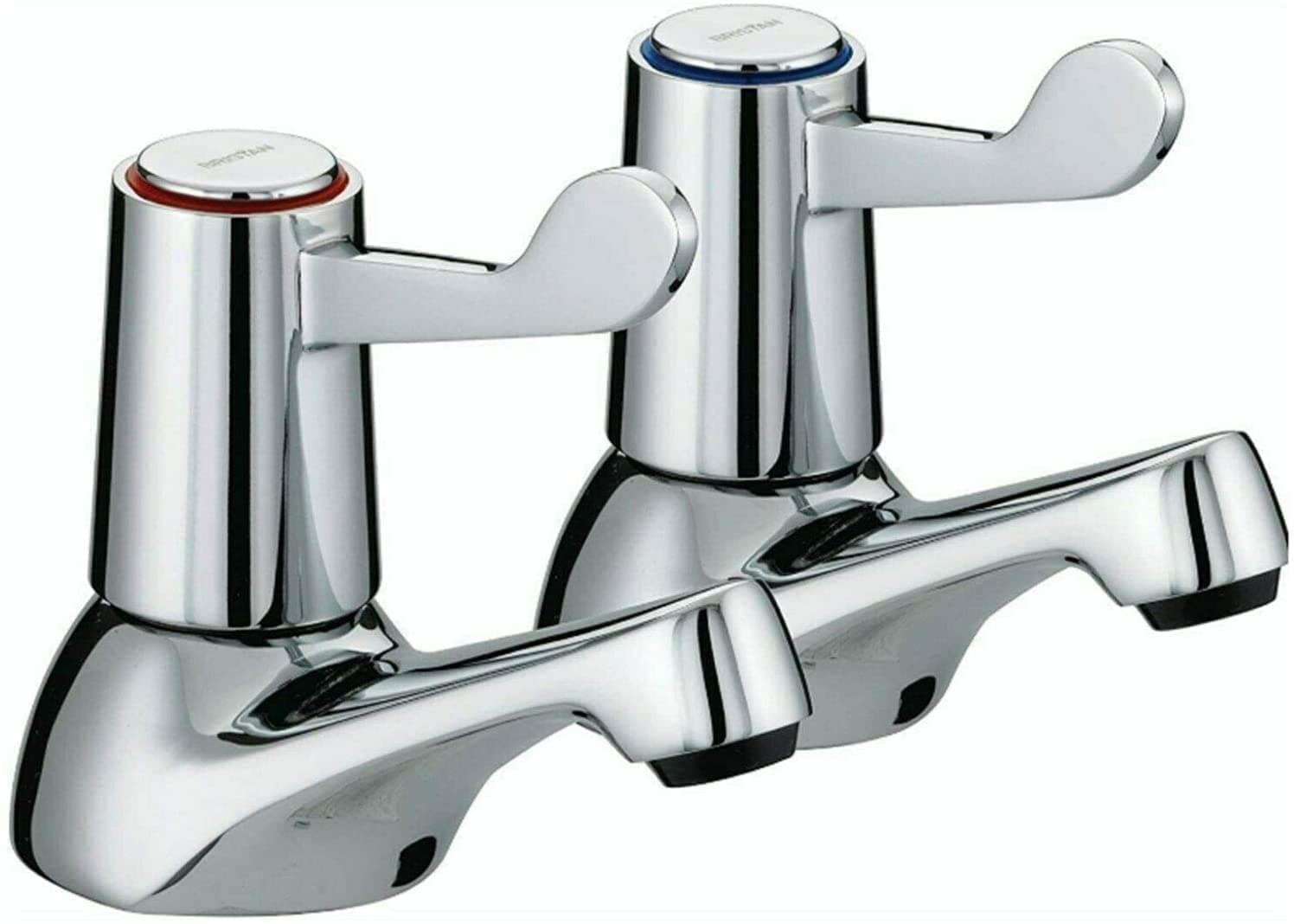 SASHTECH ® Lever Basin Sink Taps Pillar Disabled 1/4 Turn Chrome Pair 1/2" Hot Cold Set