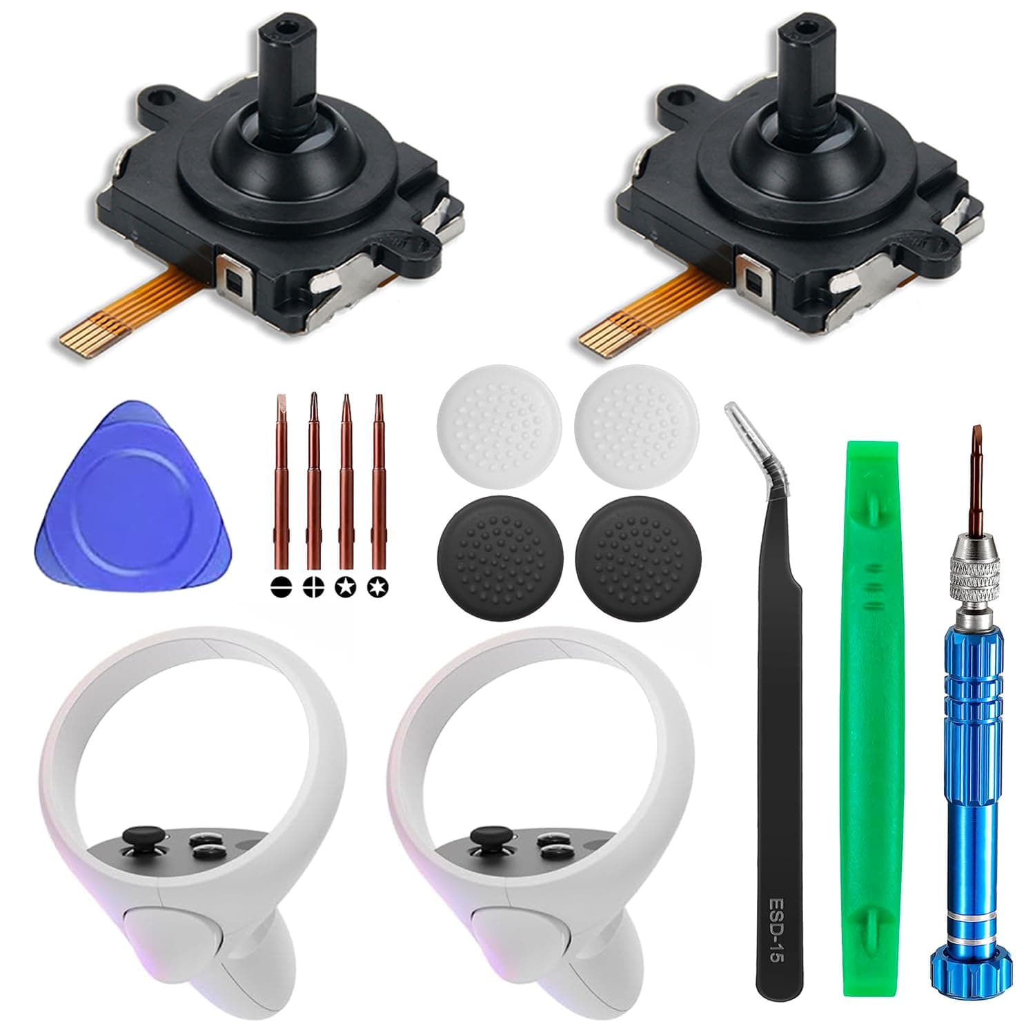 JZW-Shop 2 Pack Joystick Replacement for Oculus Quest 2 Controller, VR Replacement Joystick Analog Thumb Stick Repair Kit for Oculus Quest 2 Accessories