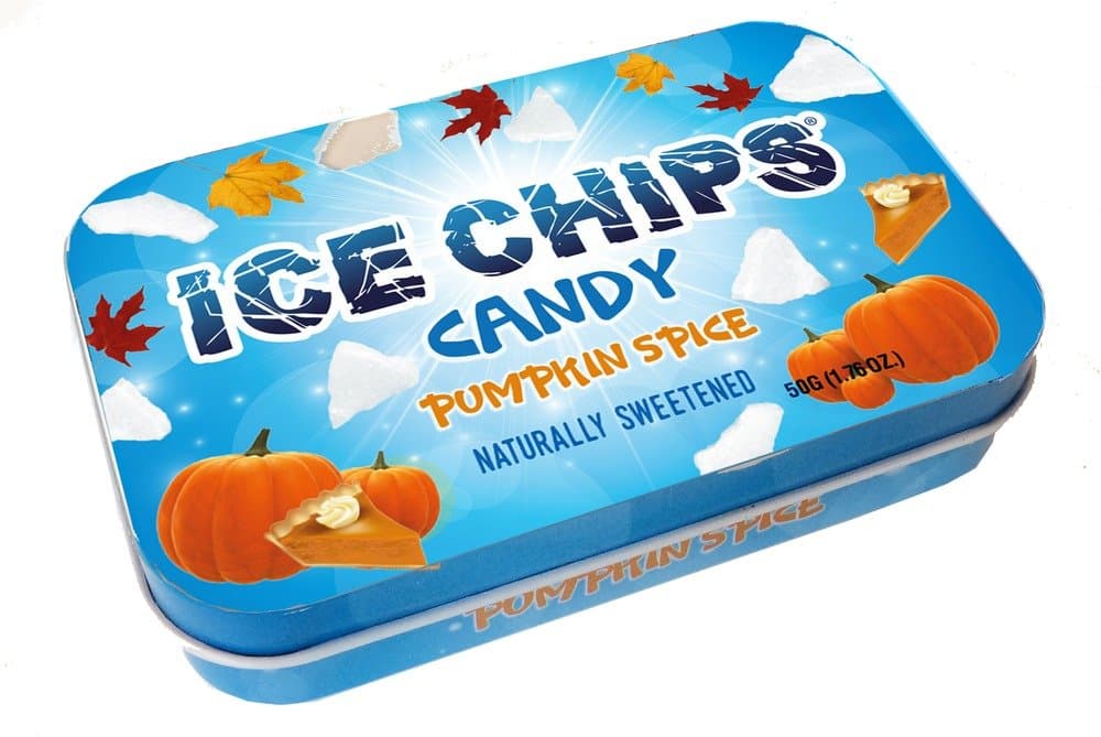 Hand Crafted Candy Tin Pumpkin Spice Ice Chips Candy 1.76 Oz Candy