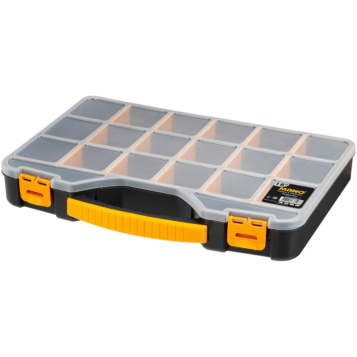ORG 18-inch 20-Compartment Adjustable Organiser with Plastic Storage Box and Jewel Case Tool Container