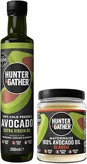 Hunter & GatherExtra Virgin Avocado Oil 250ml & Avocado Mayonnaise 250g | Cold Pressed, Unrefined, Bottled in UK | Made with British Free Range Egg Yolk | Paleo, Keto, Sugar, Seed-Oil & Gluten Free